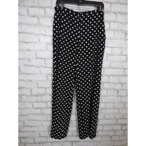 Ralph Lauren Black Pearl Polka Dot Satin Dress Pants 8 NEW